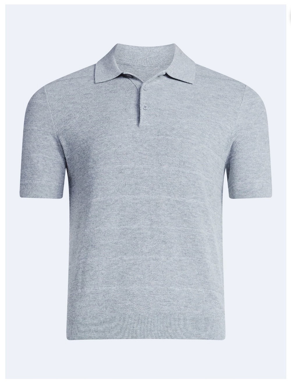 Free Assembly Men's Textured Stripe Polo Sweater with Short Sleeves